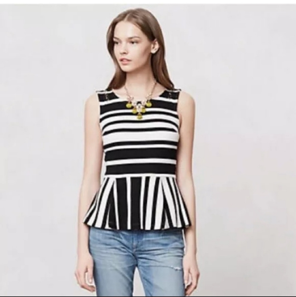 Anthropologie Postmark 9-H15 STCL Antoia Peplum Tank Top Size M